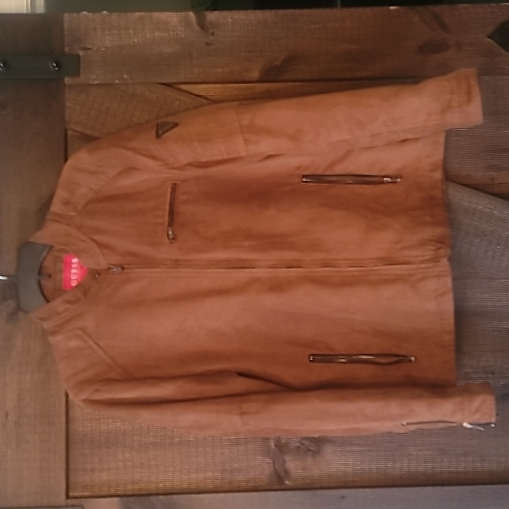 GUESS Freddie faux suede jacket Sz-M Brown